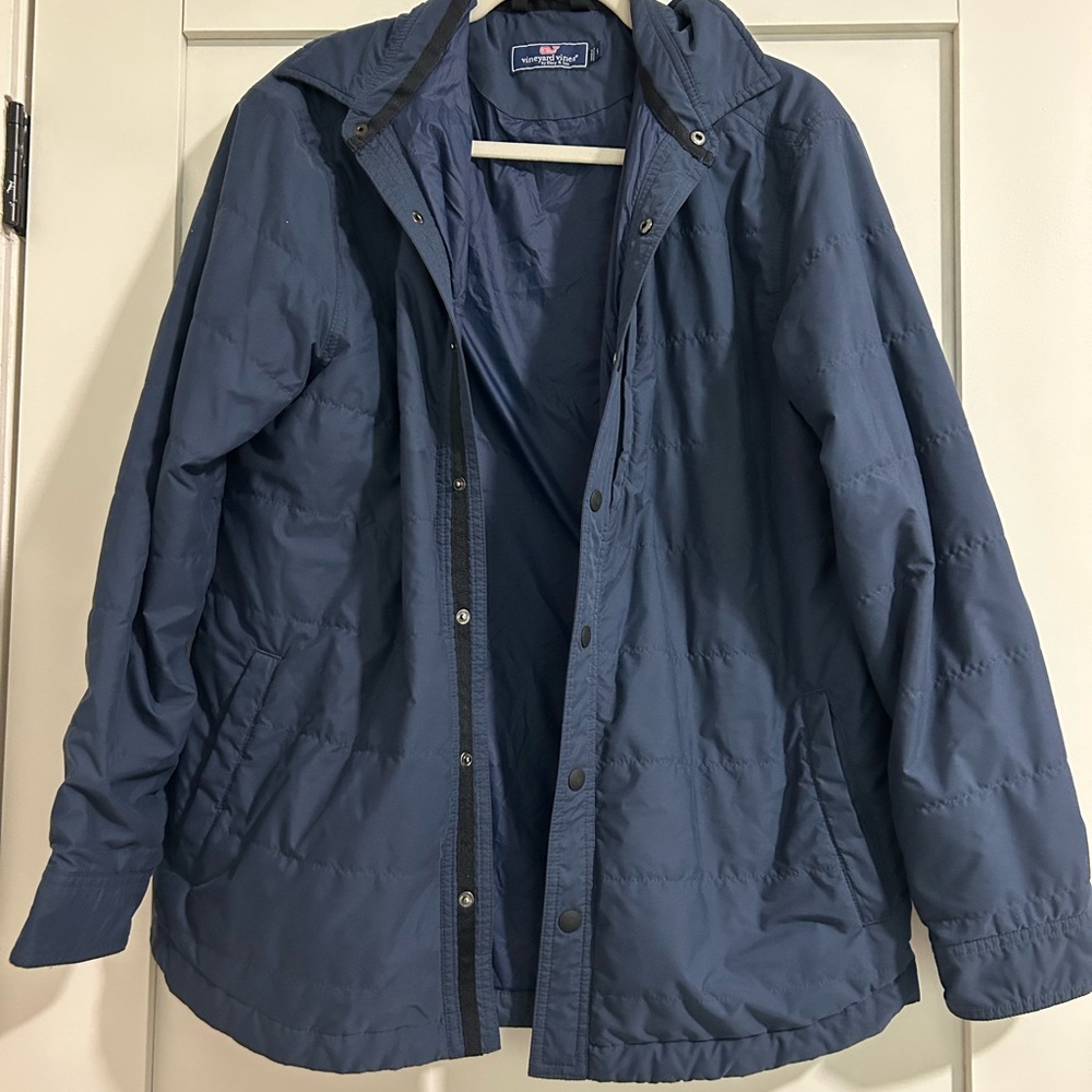 Vineyard Vines Navy Quilted Hooded Puffer Jacket